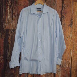 TOMMY HILFIGER Men's 18.5 35/36 TH FLEX Tall Fit Light Blue Dress Shirt ..